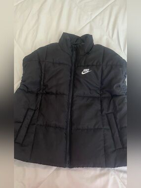 Nike Black Quilted Puffer Vest with White Swoosh